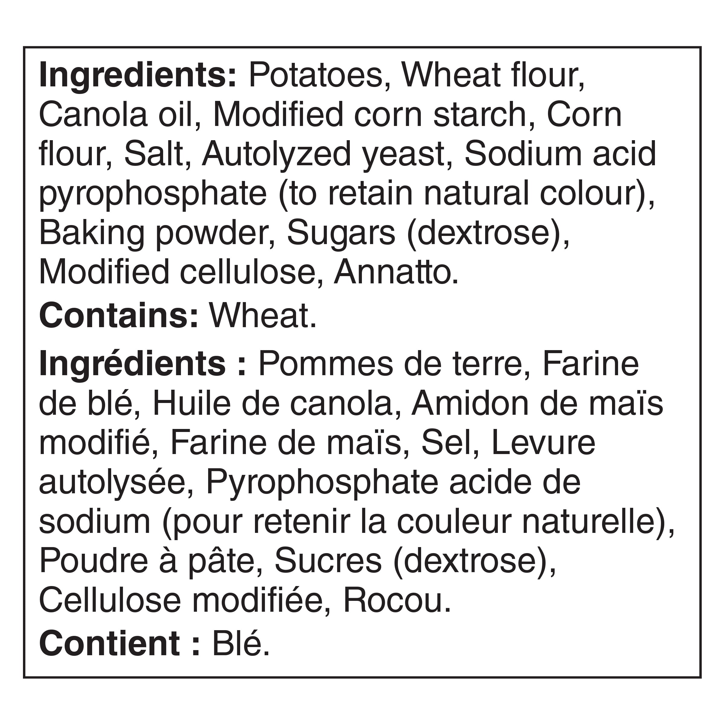 McCain® Bistro Style™ Super Crisps® Straight Cut French Fries, Made in Canada from domestic and imported ingredients, 1.9kg
