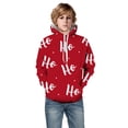 thumbnail image 2 of Oiyii Toddler Boys' Holiday Pullover Hoodie Letter All Over Print Long Sleeve Casual Hooded Sweatshirt Fashion Pullover Top,Red, 2 of 4