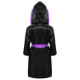thumbnail image 2 of Linjinx Garçons Enfants Robe de Boxe Robe Longueur Complète Cape à Capuche en Satin avec Ceinture Tenue de Boxe d'Halloween Noir&Violet 12, 2 of 5