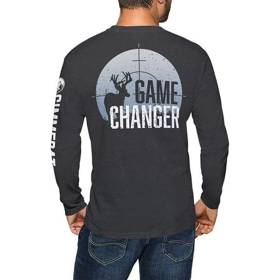 GIMMEDAT Deer Hunting Men Long Sleeve T-Shirt Game Changer Women Dad Husband Gift (Large) Charcoal Heather