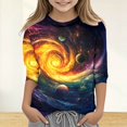 thumbnail image 2 of Tanghaowl Girls Shirt Girls' Seve Quarter Sleeved Star Print T Shirt Top Comfortable With Casual Shirt Teen Girl Trendy Clothes, 2 of 5