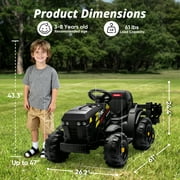 Hikiddo 24 Volt Ride on Toys, Kids Electric Ride On Tractor with Trailer -Black
