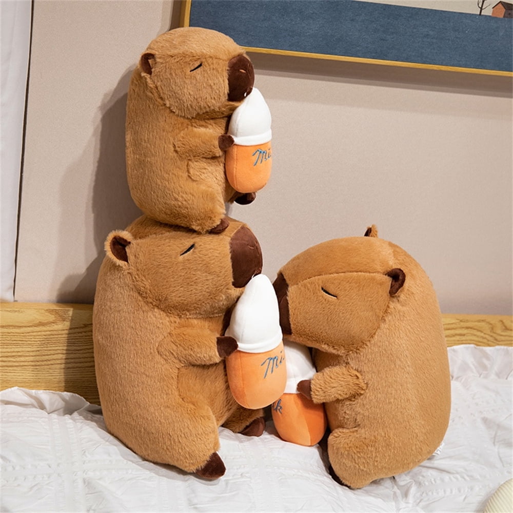 9.84in Cuddly Capybara Plush with Baby Bottle – Ultra-Soft Stuffed Animal, Machine Washable Gift for Kids