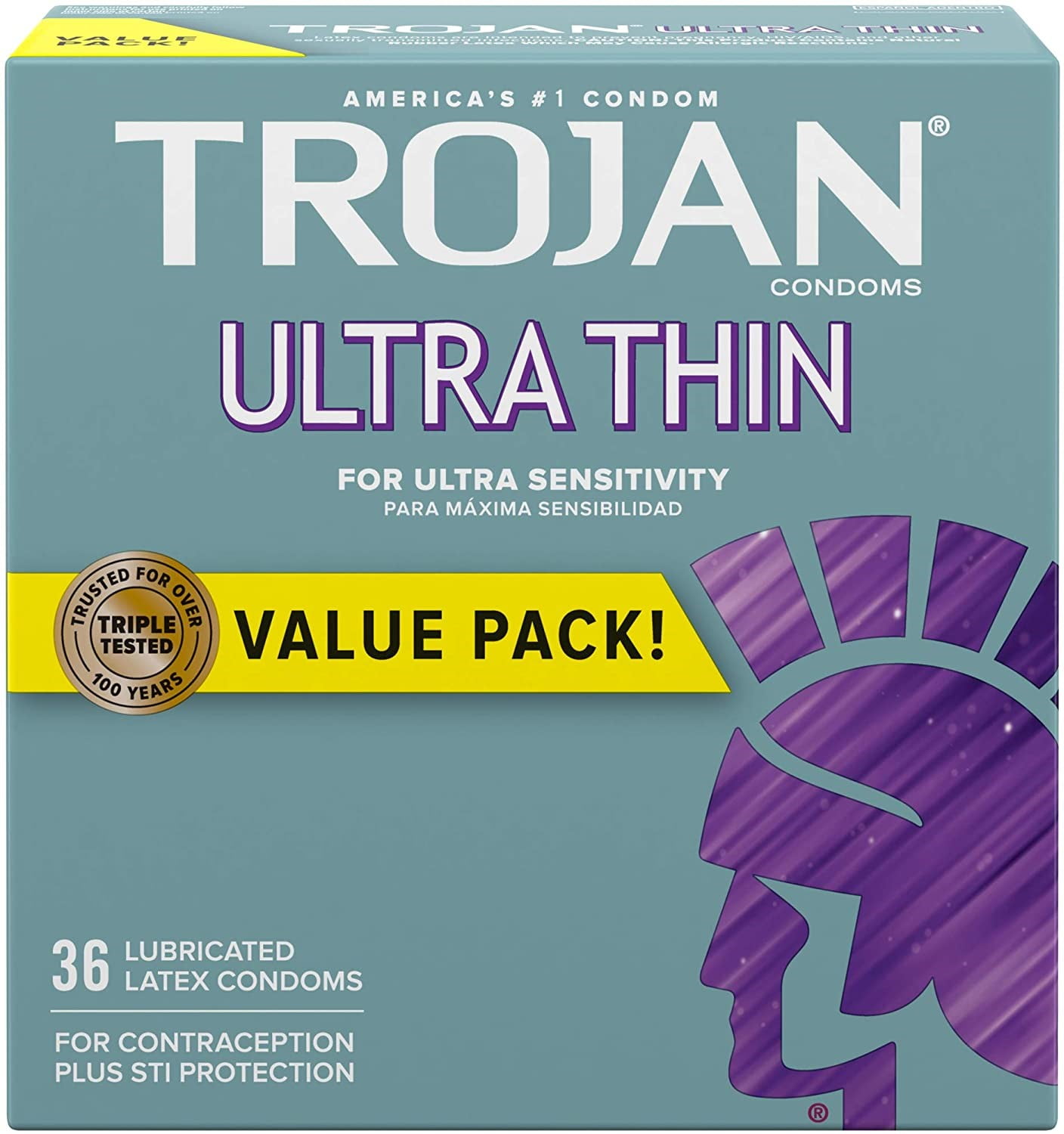 TROJAN Ultra Thin Condoms Lubricated Latex 36 Each