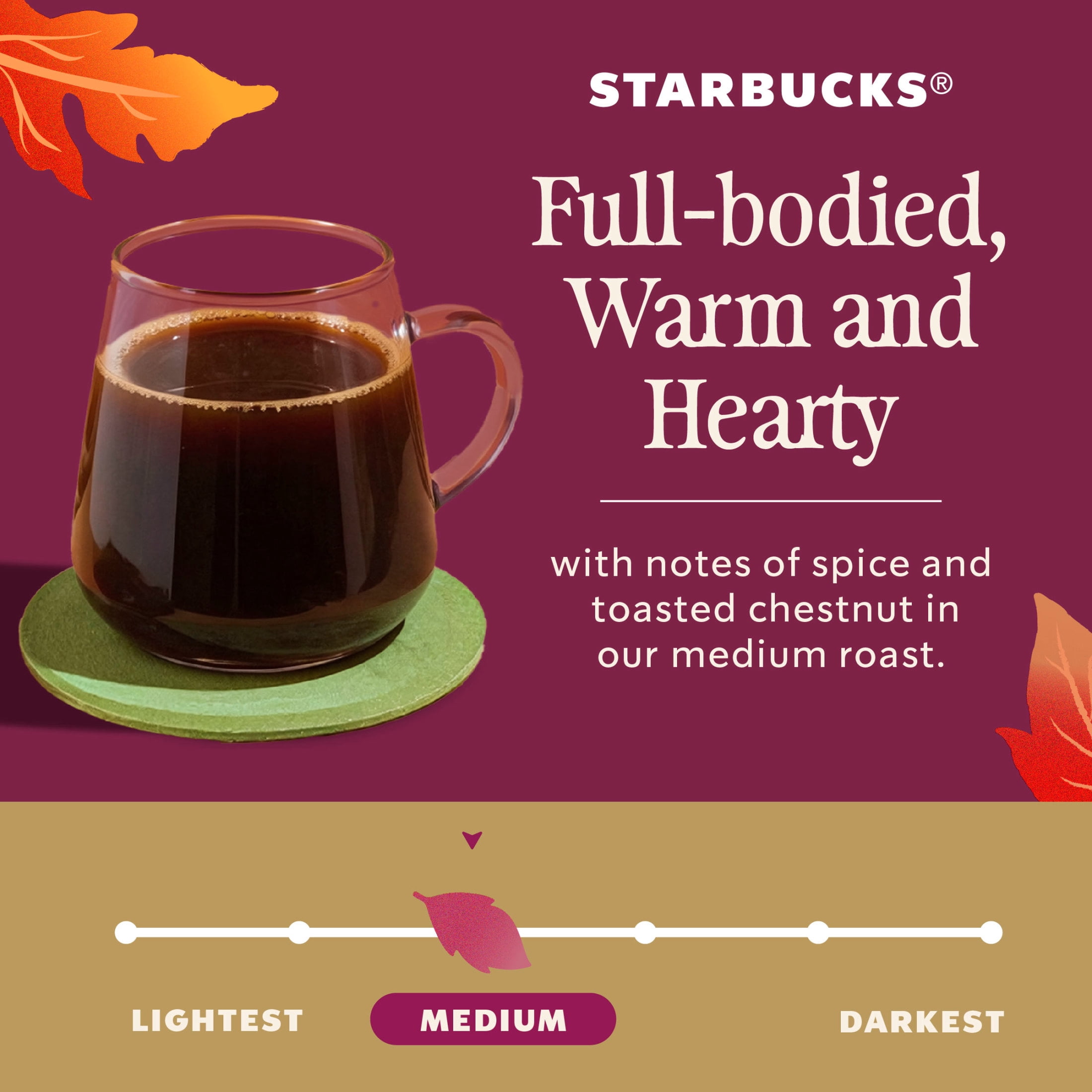 (6 pack) Starbucks Fall Blend Ground Coffee Medium Roast, Spice & Chestnut, Limited Edition Fall Flavors 17oz