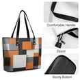 thumbnail image 4 of Abstract Geometric in Orange White Black Grey Woman Leather Handbags Large Tote Bag Fashion Portable Handbags With Zipper, 4 of 7