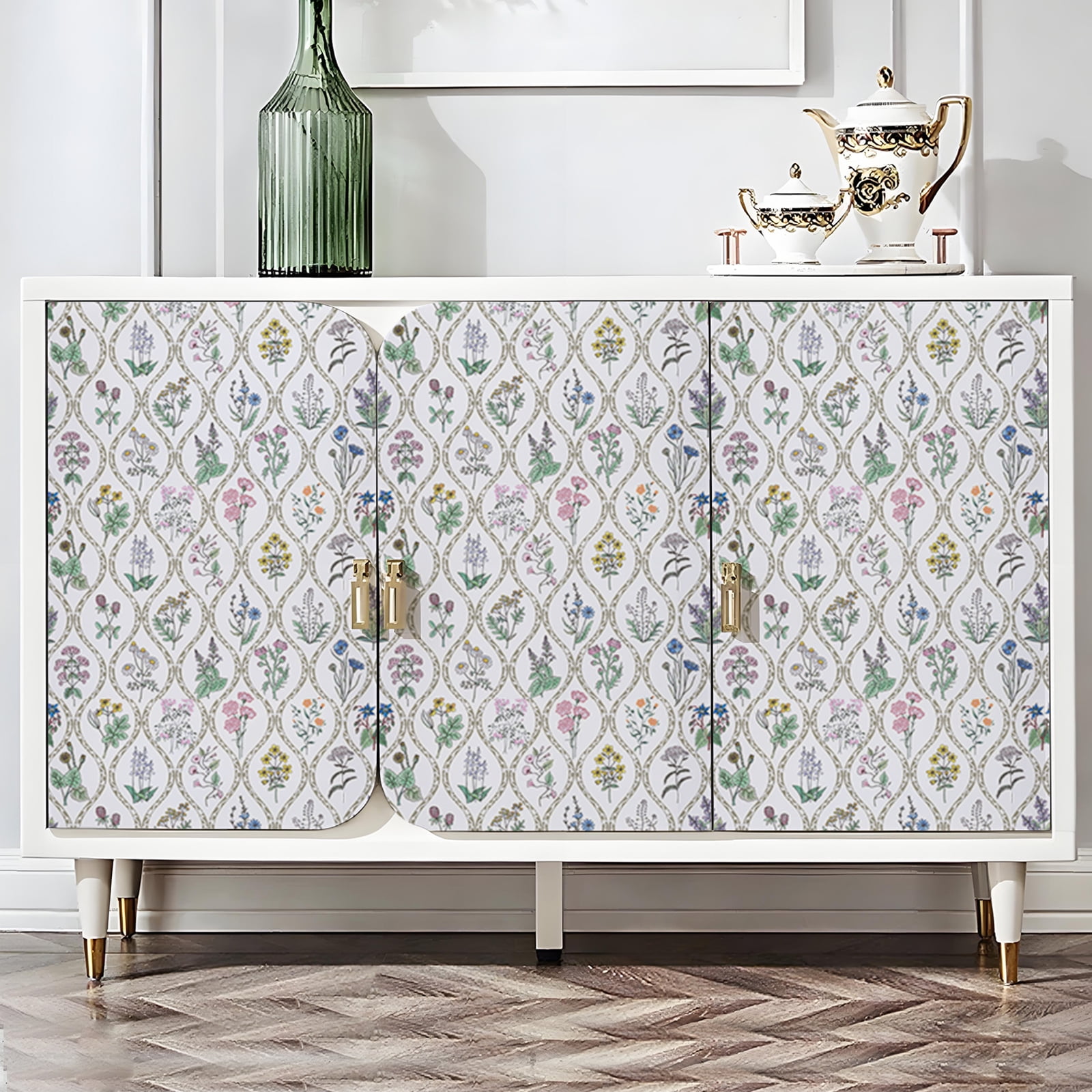 (2 pack) Abyssaly Flower Peel and Stick Wallpaper 17.5-in x 118-in Colorful Floral Self Adhesive Removable Wallpaper Peel and Stick for Home Bedroom Cabinets Thicken