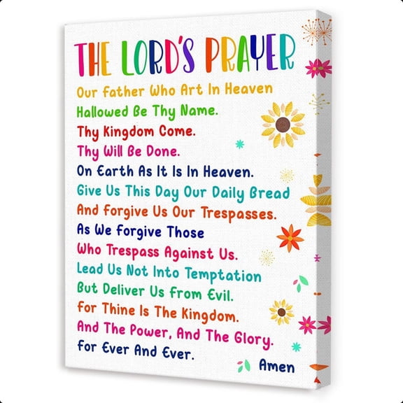 Christian Wall Art for Kids,Bible Scripture Wall Decor,Childrens Prayer Wall Decor for Kids Room Nursery Classroom,The Lord''s Prayer Canvas Wall Art