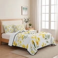 thumbnail image 5 of Twin Quilt Set 68''x86'', Yellow Flowers Spring Lightweight Summer Bedspread Coverlet Set with 2 Pillow Shams, Elegant Farmhouse Botanical Breathable All Season Quilt Bedding for Dorm/Bedroom, 5 of 9