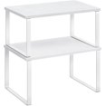 thumbnail image 1 of Cabinet Organizer Shelf, Set of 2 Kitchen Counter Shelves, Kitchen Storage, Spice Rack, Stackable, Expandable, Metal and Engineered Wood, Ink Black and Heather Greige UKCS020X02, 1 of 13