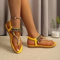thumbnail image 3 of Xucatan Boho Beaded Sandals for Women, Elastic Ankle Strap Flat Shoes, Festival Summer Beach Walking Footwear Gift, 3 of 8