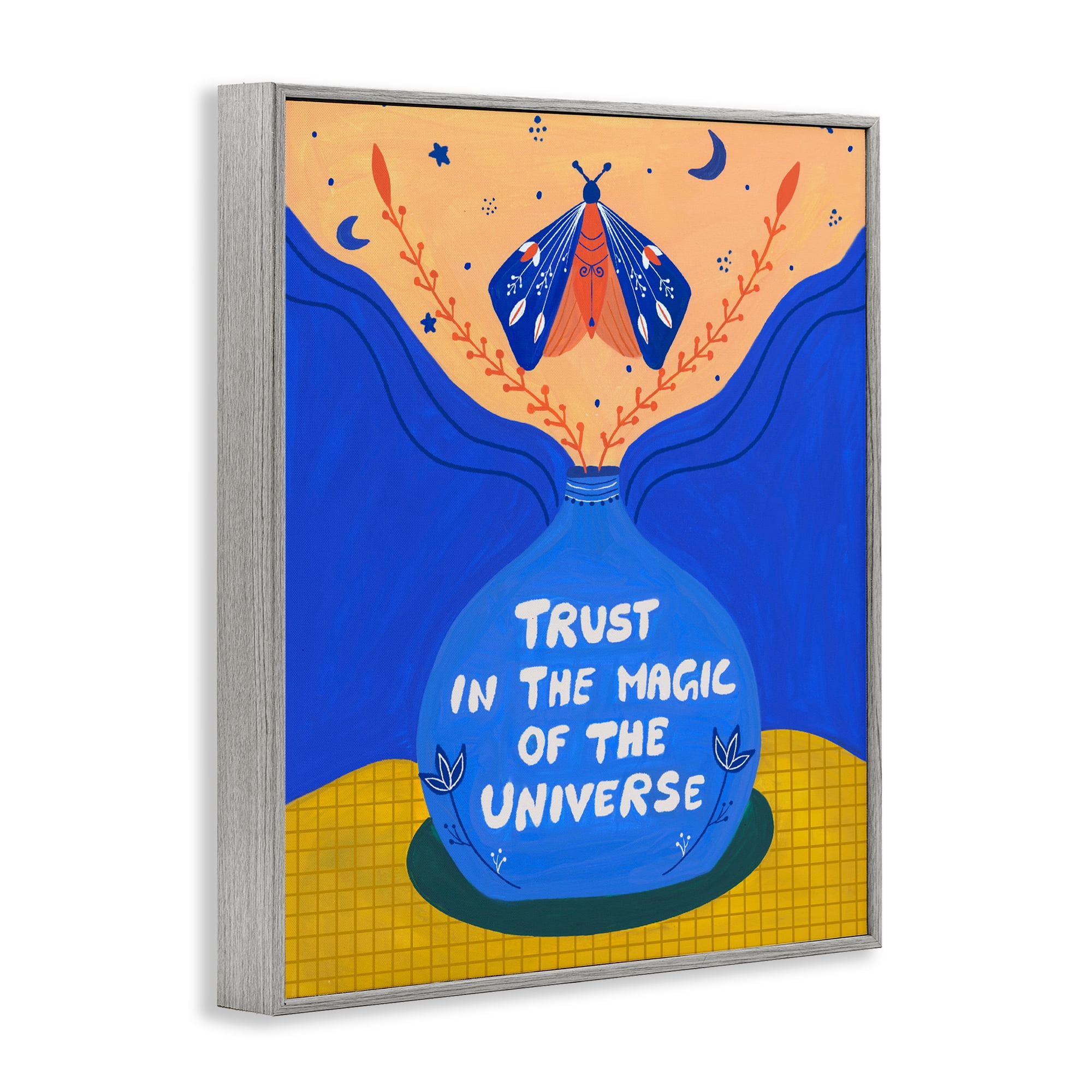 Trust In Magic Of Universe Gray Framed Giclee Art, design by Nabeela Rumi