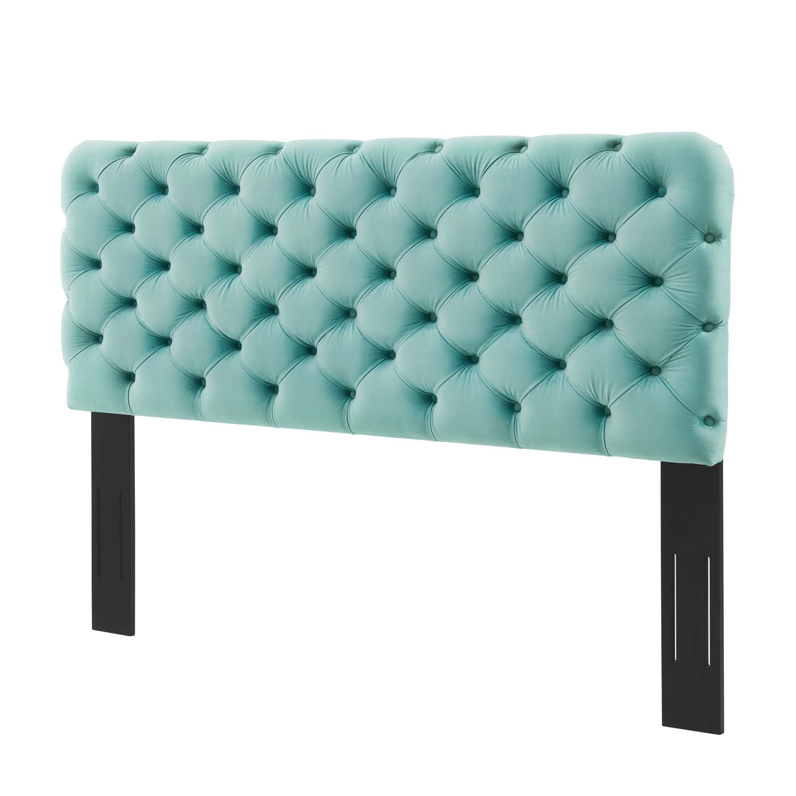 Tufted Headboard, Full Queen Size, Velvet, Blue, Modern Contemporary ...