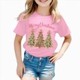 thumbnail image 4 of sdbrld Christmas Shirts for Kids Girl Xmas Cute Graphic Tshirts Cartoon Short Sleeved Tee Tops Pink Sizes 5-6 Years, 4 of 6
