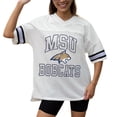 thumbnail image 3 of Women's Gameday Couture White Montana State Bobcats Iconic Oversized Fashion Jersey, 3 of 5