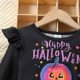 thumbnail image 6 of shoper Girls Halloween Tutu Dress Long Sleeve Ruffled Bat Print Mesh Skirt with Bow Toddler Party Outfit for 1-8 Years Comfortable Casual Wear, 6 of 9