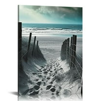 EastSmooth Beach Wall Art Black and White Coastal Wall Decor for Living Room Nautical Sand Dune Canvas Painting Bathroom Decor Teal Ocean Seascape Landscape Artwork Bedroom Office Home