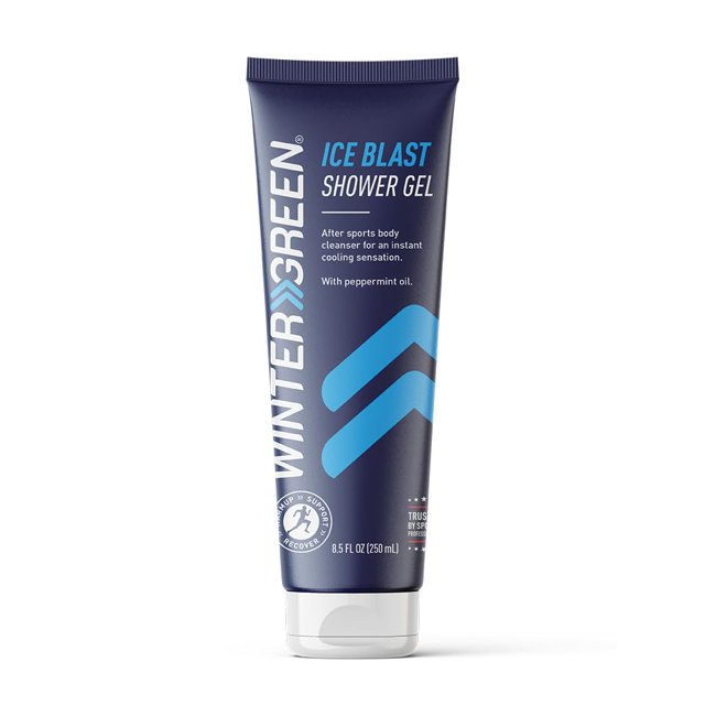 Gel de ducha Wintergreen Ice Blast 8.5 oz – Gel de baño refrescante para después del entrenamiento para hombres y mujeres con extractos de menta y gaulteria, limpieza profunda y refrescante para atlet