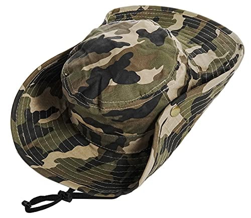 Size: 7 Boys Camo Sun-Bucket-Hat Summer Outdoor Safari Fishing-Hat Boonie-Cap for Big Kids 7-14Yrs 
