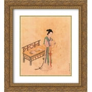 Qiu Ying 2x Matted 20x22 Gold Ornate Framed Art Print 'Xue Tao'
