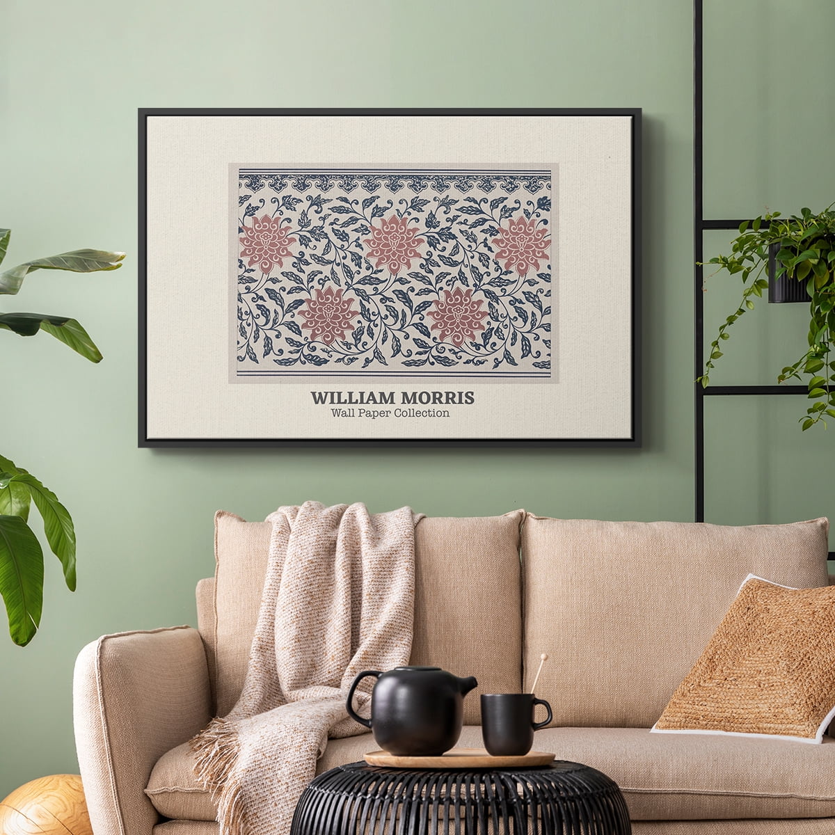 Vintage Abstract Print-XLIV Framed in Black Wood Gallery Wrapped Canvas 27 in. x 41 in.