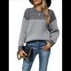 thumbnail image 1 of Suéter de Punto A Rayas para Mujer, Cuello Redondo, Larga, Holgado, para Otoño e Invierno. Gris M, 1 of 10