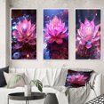 thumbnail image 1 of Designart "Radiant Pink Lotus Blossoming II" Lotus Framed Wall Art Set Of 3 - Pink Modern Frame Gallery Set For Office Decor, 1 of 6