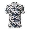 thumbnail image 2 of Daiia Floral Flowers Blue Pattern Men’s Polo Shirts,Solid Deck Shirt,Classic Fit, Breathable Cotton Polo for Casual and Sport Wear-X-Large, 2 of 9