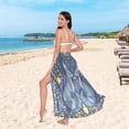 thumbnail image 6 of FORMRS Womens Long Sarong Beach Wrap Semi-Sheer Bikini Skirt Bathing Swimsuit Cover Up, Yellow Forest Pattern, 6 of 7