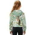 thumbnail image 2 of Xixirimido Owl Cherry Blossom Green Printed Girls' Hoodies Sweatshirts Half Zipper Pullover Crop Tops with Pocket for Teen Girls Long Sleeve Sweater Size 13-14, 2 of 7