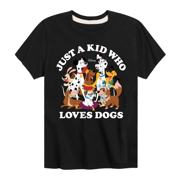 Disney Classics - Cats & Dogs - Just A Kid Who Loves Dogs - Toddler And Youth Short Sleeve Graphic T-Shirt