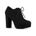 thumbnail image 1 of BLISSFUL STEP Women's Ankle Boots Faux Suede Chunky Heel Platform Lace - up Round Toe Dress Boots Black 8, 1 of 7