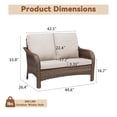 thumbnail image 6 of PPorfamilia Outdoor Rattan Loveseat Patio PE Wicker 2-Seat Couch Deep Seating Furniture with Beige Cushions, for Porch Backyard Deck Poolside Garden, 6 of 6
