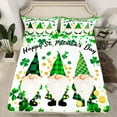 thumbnail image 2 of jejeloiu Lucky Leaf Clover Twin Sheet Sets,Happy St Patricks Day Twin Fitted Sheet,Cartoon Gnome Flat Sheet For Kids,Breathable Home Decor,3-Piece, 2 of 7