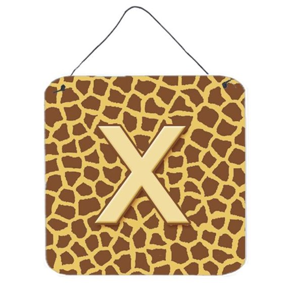 Letter x Initial Monogram - Giraffe Aluminium Metal Wall Or Door Hanging Prints - 6 x 6 In.