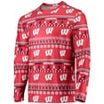 thumbnail image 2 of Men's Concepts Sport Red Wisconsin Badgers Ugly Sweater Long Sleeve Top and Pants Sleep Set, 2 of 5
