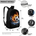thumbnail image 4 of KUIFORTI Backpack Combo Set for Girls Boys Kids, 3Pcs Bookbag with Pencil Case for School, 17 Inch Schoolbag with Lunch Bag for Camping Outing, Fire Soccer, 4 of 7