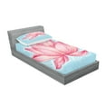 thumbnail image 2 of Ambesonne Nature Fitted Sheet & Pillow Sham Set, Gardening Lotus Flower, Twinxl, Pink Pale Blue, 2 of 2