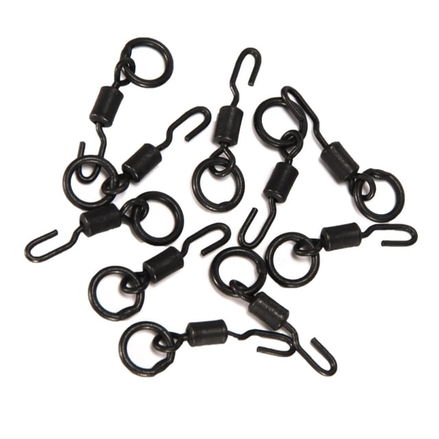 Toystoory Conector de pesca de 20 piezas, giratorio de Metal resistente, cambio rápido, Micro anillos negros, Terminal de línea de aparejos de Pescar