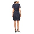 thumbnail image 2 of MSK Womens Navy Smocked Lined Tiered Pullover Keyhole Back Pinstripe Flutter Sleeve Round Neck Above The Knee Evening Fit + Flare Dress S, 2 of 4