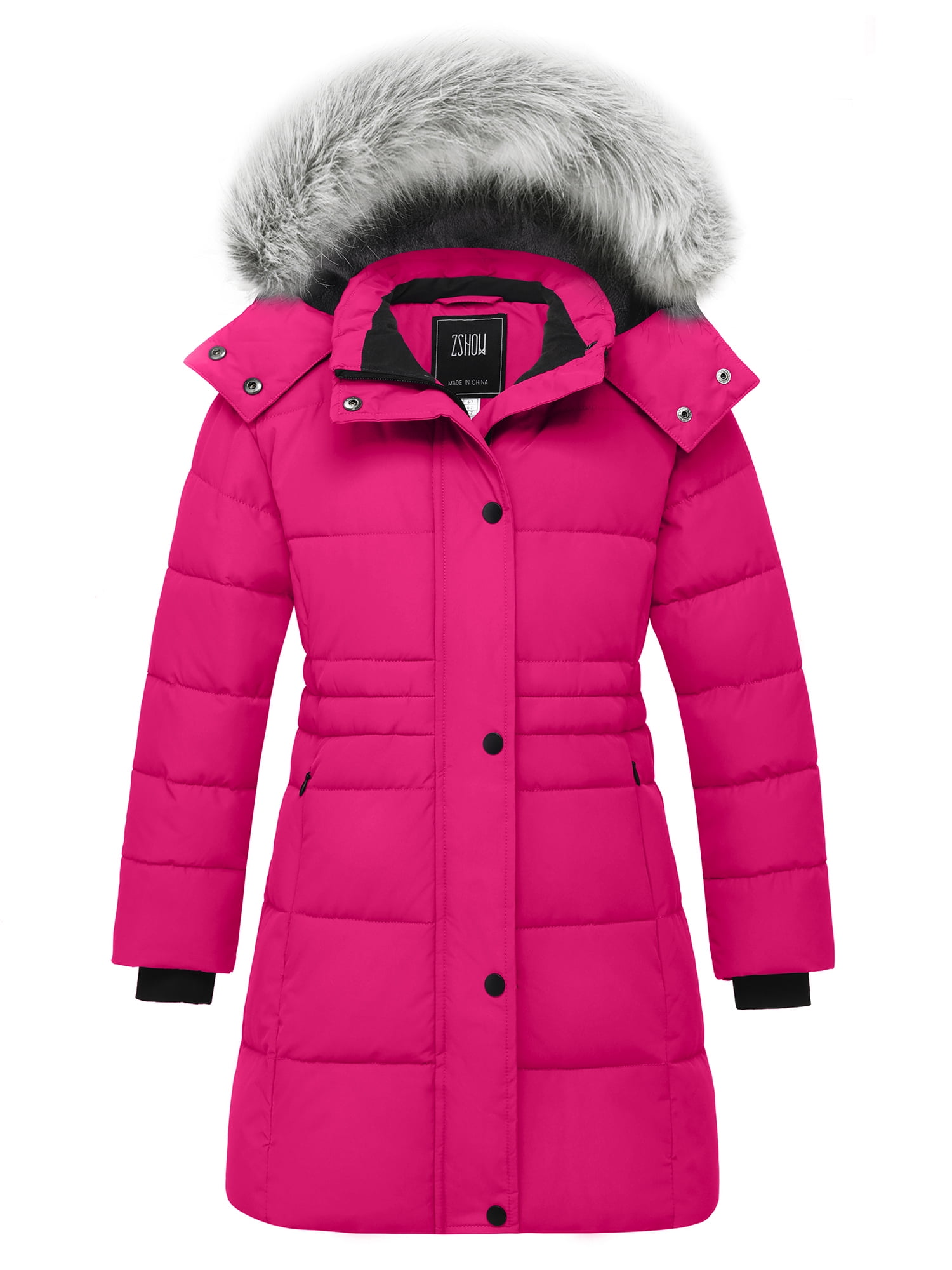 ZSHOW Girls' Winter Coat Padded Puffer Jacket Hooded Winter Jacket Rose