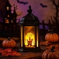 thumbnail image 5 of WWC Halloween Lantern, Vintage Flickering LED Candle Hanging Lamp with Castle Pumpkin Print, Halloween Decor Night Light for Indoor Outdoor, 5 of 7