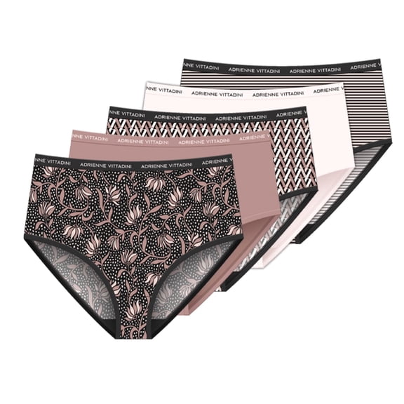 Adrienne Vittadini  Intimates Women's Stretch Microfiber Brief Panties Set of 5 - Panty Size 9 / XXL / 2X  FITS Clothing Pant Size 16/18