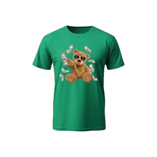 Playera De Oso Millonario Dinero Dolares Billetes Ropa Para Hombre Color Verde Talla Mediana Marca Emil SaEs