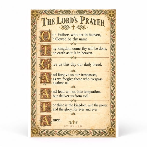Trendiart The Lord's Prayer Scripture Poster, Christian Wall Art