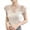 White, variant on Womens Blouse V Neck Short Sleeve Slim Fit Ribbed Knit Tops With Lace Trim Elegant Casual Shirts