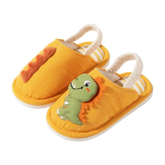 NOKIO Children'S Winter Holiday House Shoes Girls Boys Winter Slippers Children'S Bedroom Slippers Dinosaur Cotton Knit House Slippers Warm Cute Cartoon Plush Non Slip Winter House Shoes
