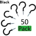 thumbnail image 2 of PHITUODA 50Pcs 3/4-Inch Cup Hooks Ceiling Hooks, Plastic-Covered Metal Screw-in Hooks, Black, 2 of 8