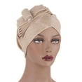 thumbnail image 2 of Holloyiver Women Solid Beading India Hat Muslim Ruffle Chemo Hat Beanie Wrap Cap, 2 of 2