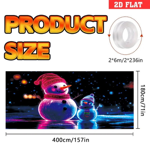 Christmas Garage Door Cover Background Fluorescent Design 1 Pack With Streamer Rope For Holiday Decor